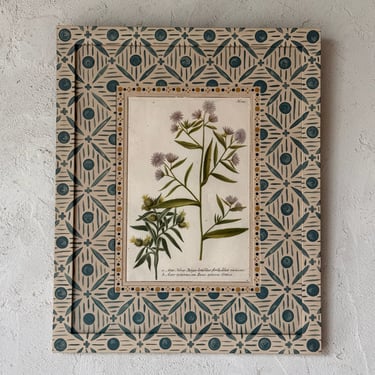 18th C. Weinmann Hand Colored Botanical Engraving in Gusto Blue Painted Frame II