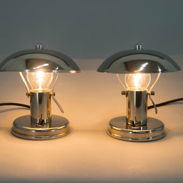 Set of Two Bauhaus Table Lamps, 1930s / Small Vintage Bedside Lamps / Mushroom Lamps / Vintage Lighting 