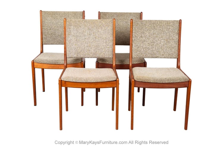 Mid-Century Teak Tall Back Dining Chairs Four 