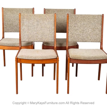 Mid-Century Teak Tall Back Dining Chairs Four 