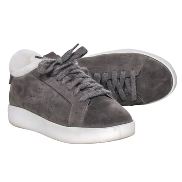 Santoni - Grey Suede Sneakers w/ Shearling Lining Sz 8