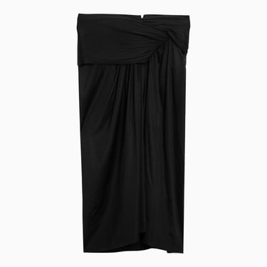Saint Laurent Black Viscose Draped Skirt Women