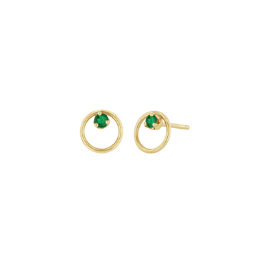 Small Circle Emerald Studs