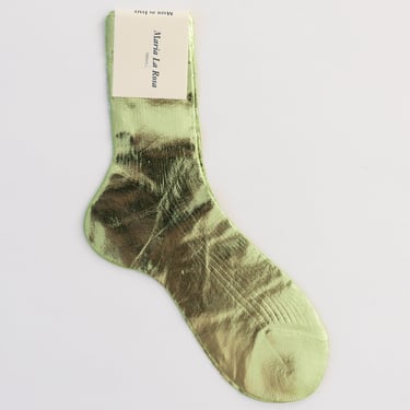 One Ribbed Laminated Sock in Verdino