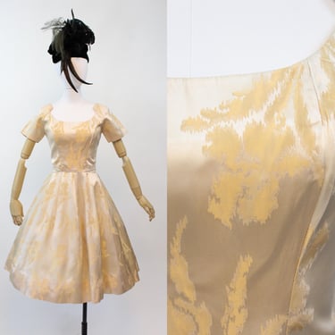 1950s SUZY PERETTE brocade gold dress small | new fall winter 