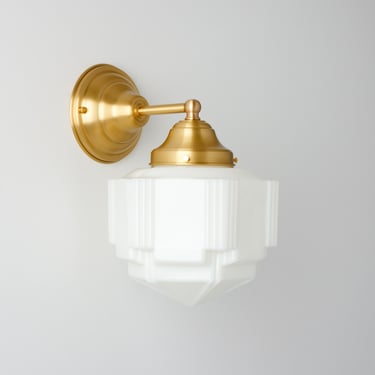 Art Deco Lighting Fixture - Traditional Classic Wall Sconce - Hand Blown Glass 