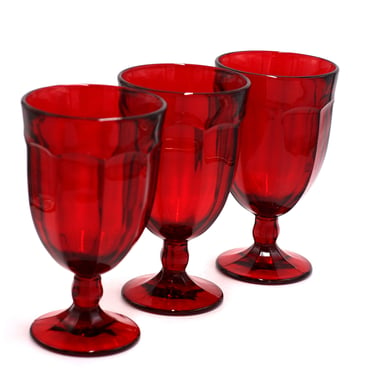 vintage Viking Arlington Ruby Red Goblets set of three 