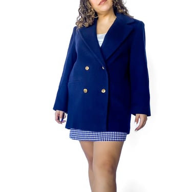 1980s Navy Blue Blazer, sz. L/XL