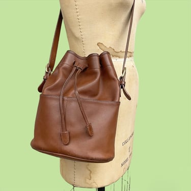 Vintage Coach Bag 1990s Thompson + Drawstring Bucket Bag + #4151 + Brown + Genuine Leather + Crossbody Bag + Womens Accessory 