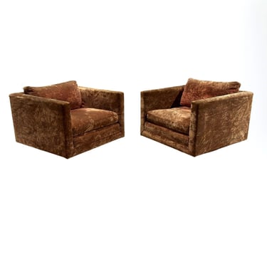 Harvey Robber Pair Swivel Cube Lounge Club Chairs, #1461, 1960
