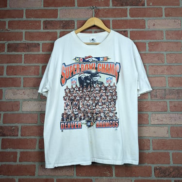 Vintage 90s Starter NFL Denver Broncos Football Team Portrait ORIGINAL Sports Tee - Extra Large 