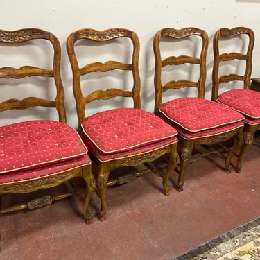 Four Upholstered Ladderback Dining Chairs