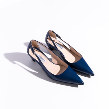 PRADA Blue Leather Kitten Heels (Sz. 38.5)