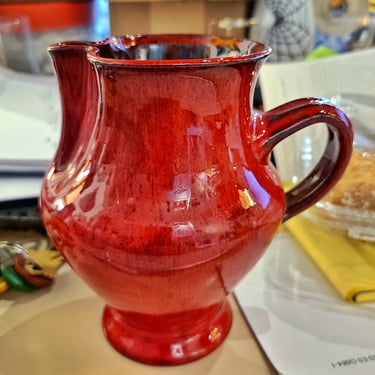 SMALL RED WILHELM &amp; ELLY KUCH PINCHED SPOUT PITCHER