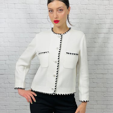 Chanel 2021 21C Jacket, Size 40, White/Black