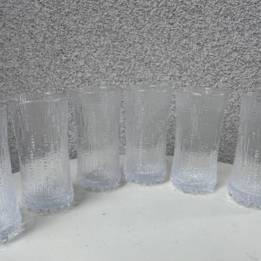 Vintage MCM Wine champagne Glasses Set 6 Clear Crystal ittala Ultima Thule Finland 4.5” x 2 1/8”. 