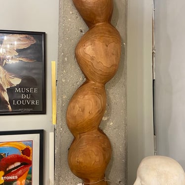 Postmodern signed biomorphic carved walnut wooden wall sculpture