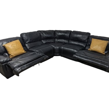 Black Leather Recliner Sectional