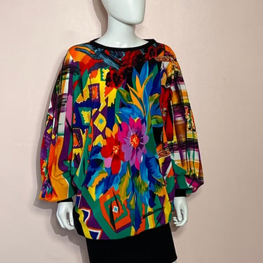 Vtg 1980s 1990s Incredible Gottex Novelty Print Dress 