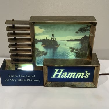 Vintage 1950's Hamms Beer Light Up Sign Register Topper Works, 