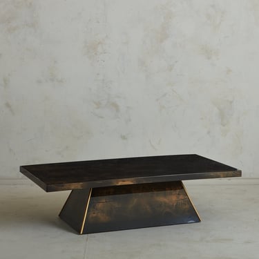 Marbled Resin Coffee Table with Brass Trim, France 1980s