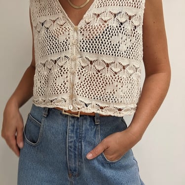 Vintage Crocheted Linen Vest