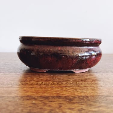 Vintage Ceramic Brown Bonsai Pot 