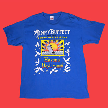 Vintage 1997 Jimmy Buffett Havana Daydreamin' US Tour Tee - XL Blue (Anvil, 100% Cotton) 