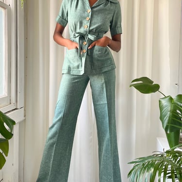 70s Belted Top &amp; Pants Ensemble