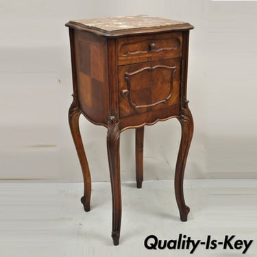 Antique French Renaissance Louis XV Style Marble Top Humidor Nightstand