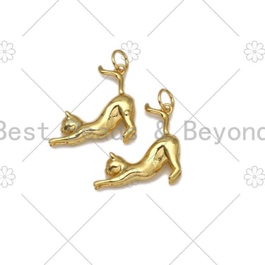 High Polished Cute Cat Shape Pendant/Charm, 18K Gold Filled Cat Charm, Necklace Bracelet Charm Pendant, 23x21mm,Sku#Z1386