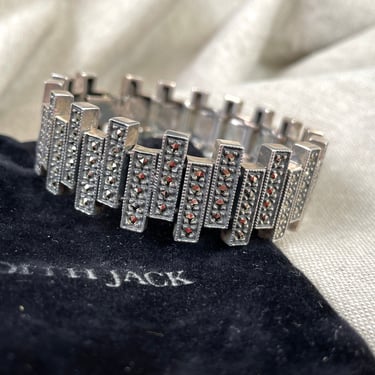 Judith Jack sterling and marcasite hinged bracelet - fine vintage costume jewelry 