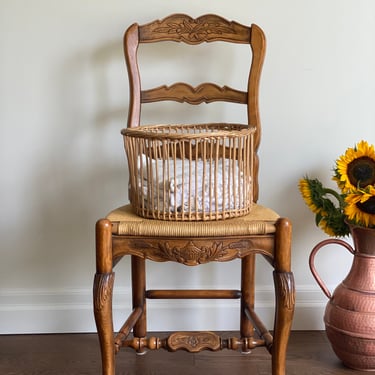 1920s French willow woven open weave basket