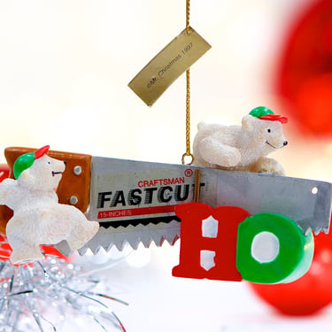 VINTAGE: 1996 Sears Craftsman Fastcut Saw Christmas Ornament - Mr Christmas Limited Edition - Bear Ornament - SKU 15-D1-00031488 