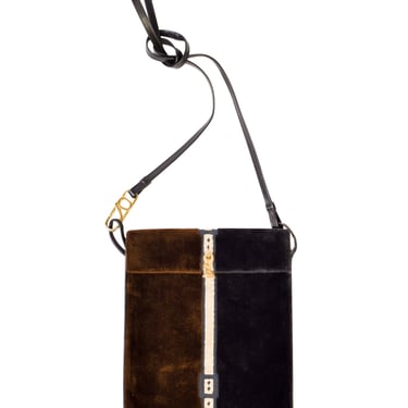 Roberta di Camerino Vintage Black and Brown Trompe L'oeil Velvet Crossbody Bag