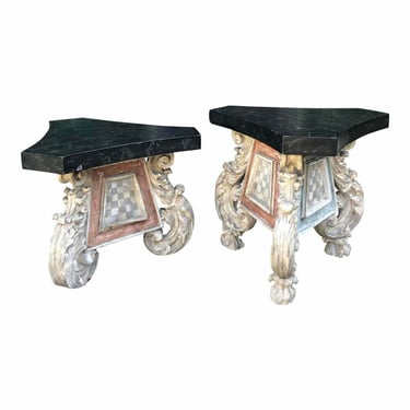 Antique 18c Carved Venetian Tables - a Pair 