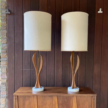 1960s Adrian Pearsall style Sculptural Lamps Pair 2 Set Vintage Mid-Century Lights Sofa Table 