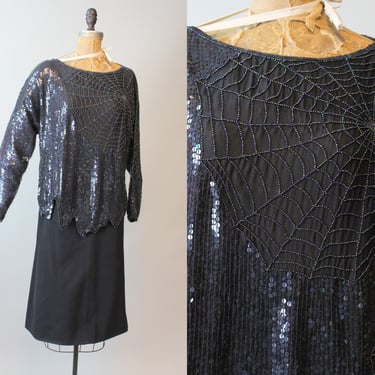 1980s SPIDER WEB beaded sequin top all sizes | new winter 