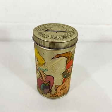 Vintage Metal Mad Money Piggy Bank Change Holder Hallmark Home Decor Kid's Room Nursery Tin Canister 1980s 