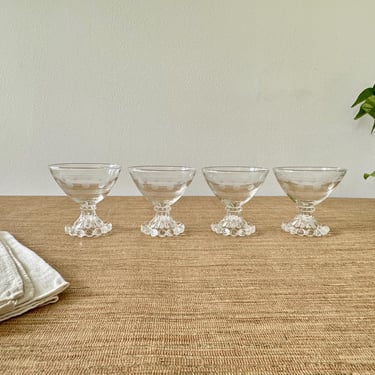 Vintage Anchor Hocking Boopie Champagne/Tall Sherbet Glasses - Circles & Bands - Set of 4 