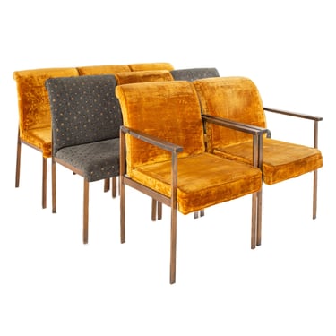 Lane Mid Century Brass Dining Chairs - Set of 8 - mcm 