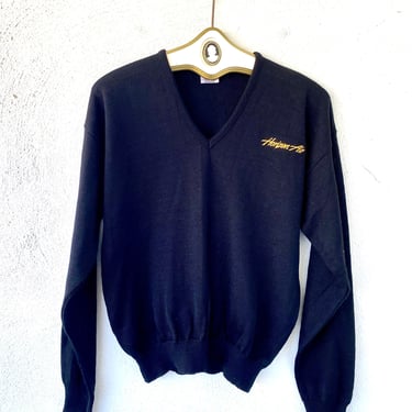 Vintage 70s 80s Horizon Air Logo Sweater Airlines Uniform Black 