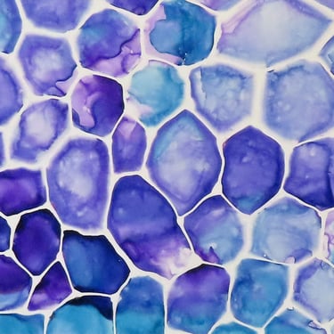 Blue and Purple Cells - original ink painting - biology art 
