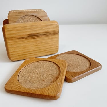 Wood + Cork Coaster Set