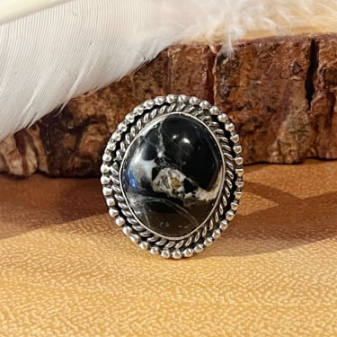 WHITE BUFFALO OBSCURA Turquoise Silver Ring | Sterling Statement Ring | Navajo Native American Jewelry, Southwestern, Bohemian | Size 7 
