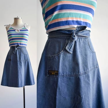 1970s Denim Wrap Skirt 