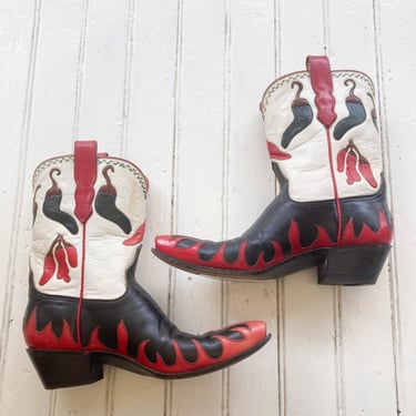 1980s Ammons Of El Paso Hot Pepper Cowgirl Boots 