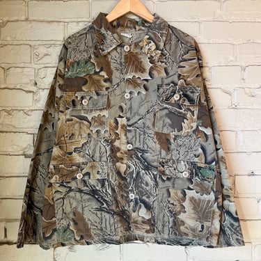 Large, Vintage 1980s 1990s Advantage Camo Lightweight Chore Jacket, Real Tree 