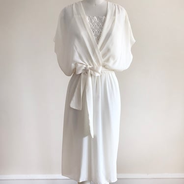 Cream, Surplice Midi-Dress - 1970s 