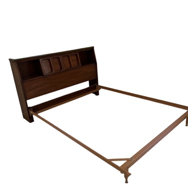 MCM Walnut Full Size Sliding Bookcase Headboard White Fine Furniture Co EK221-273